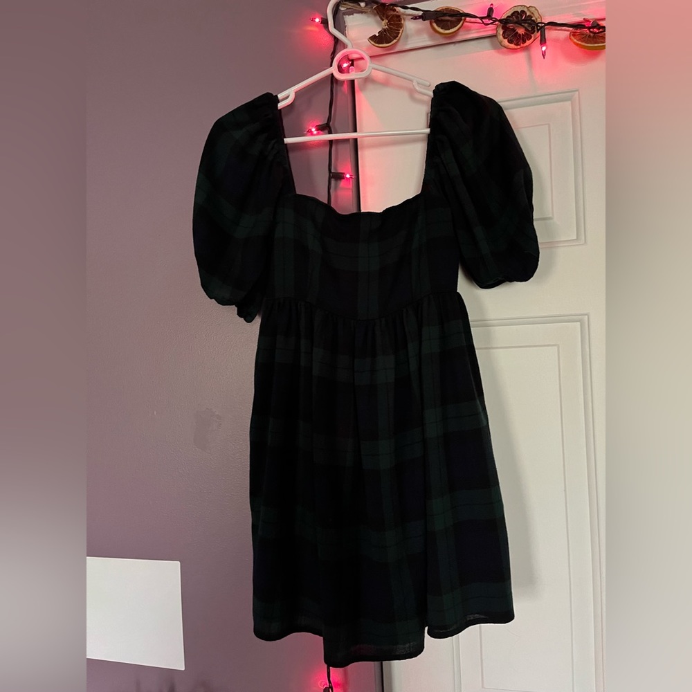Delias Green Plaid Babydoll Dress